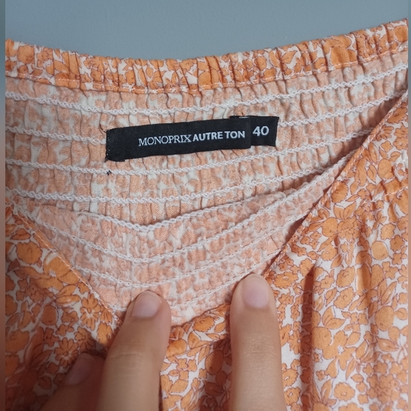 ⚡️SALE⚡️Orange Floral Sleeveless Romper/Tube Top Romper, Size 40 - Picture 3 of 4